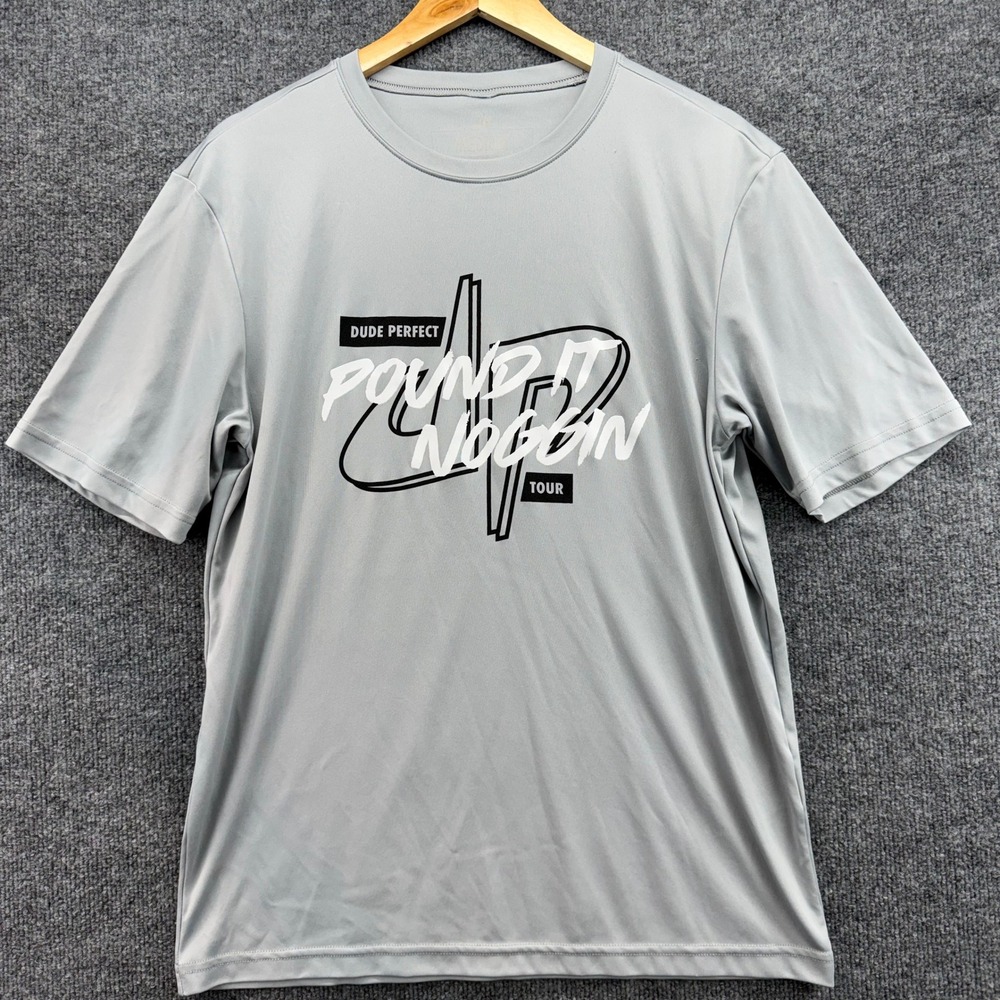 Dude Perfect Pound It Noggin Tour Graphic T‎ Shirt Mens Size Medium Gray